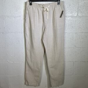 Nautica Men's Classic-Fit Elastic Drawstring Linen Pant - Wheat Flax Large $80